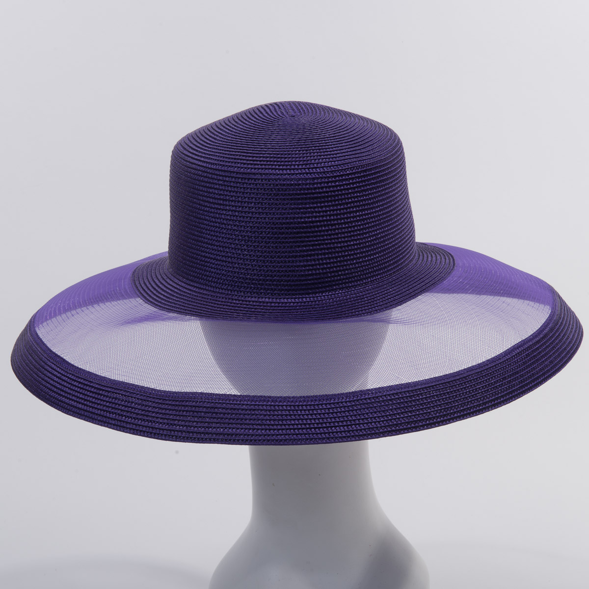 wide brim purple hat