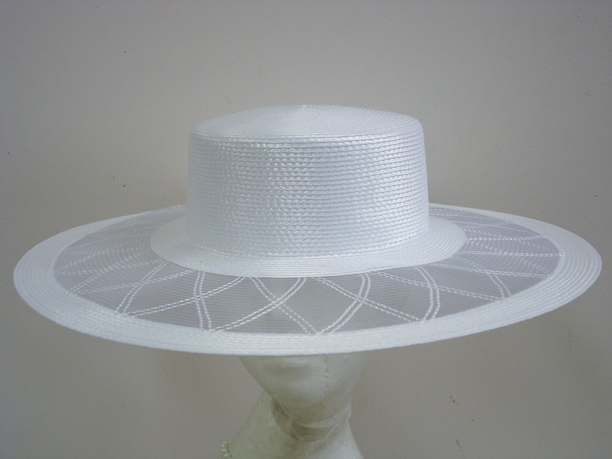white wide brim hat