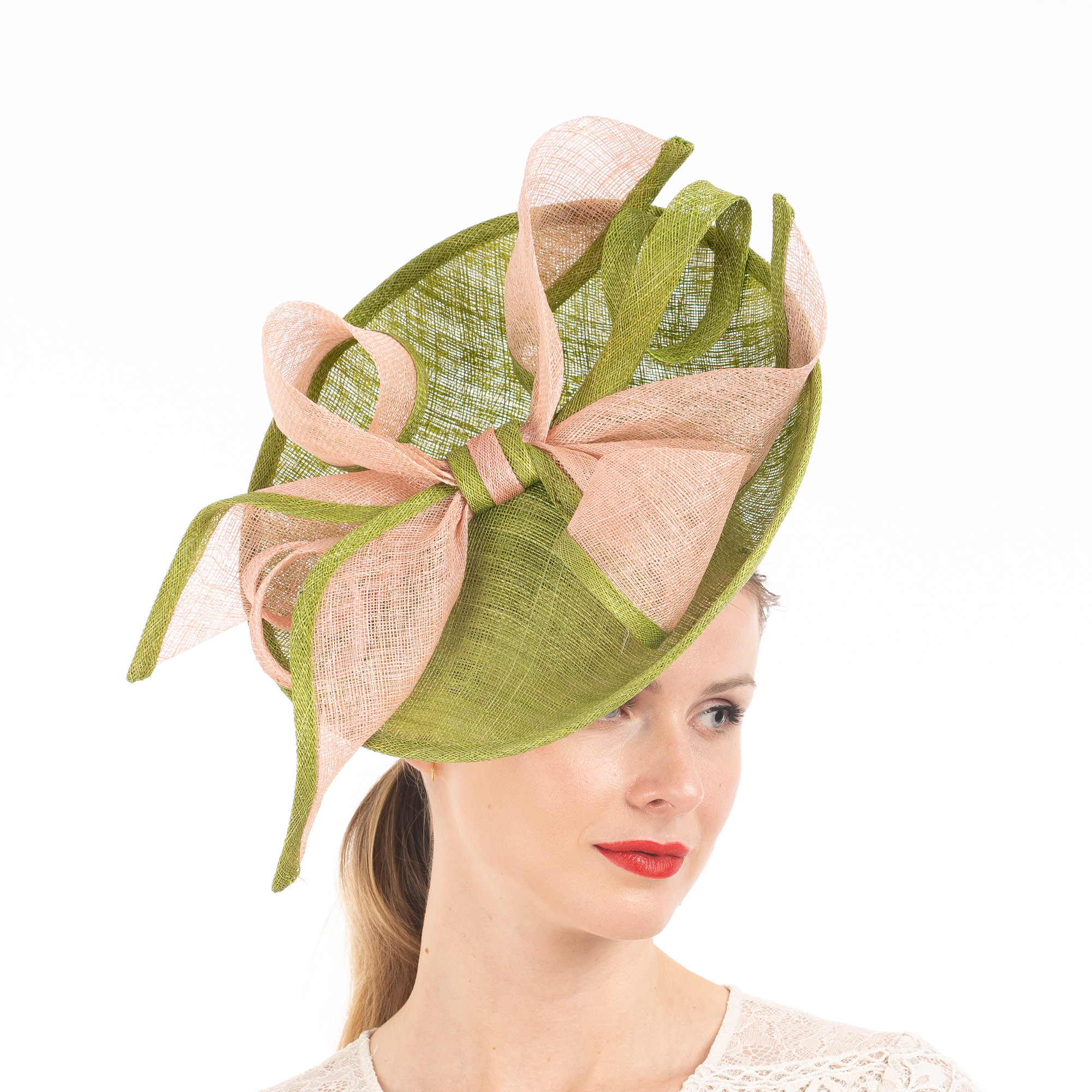 6293 Sinamay Fascinator Headband Hat For Women, Red Black Striped Pattern v-Red__1026069816_c246baef-  main image 3