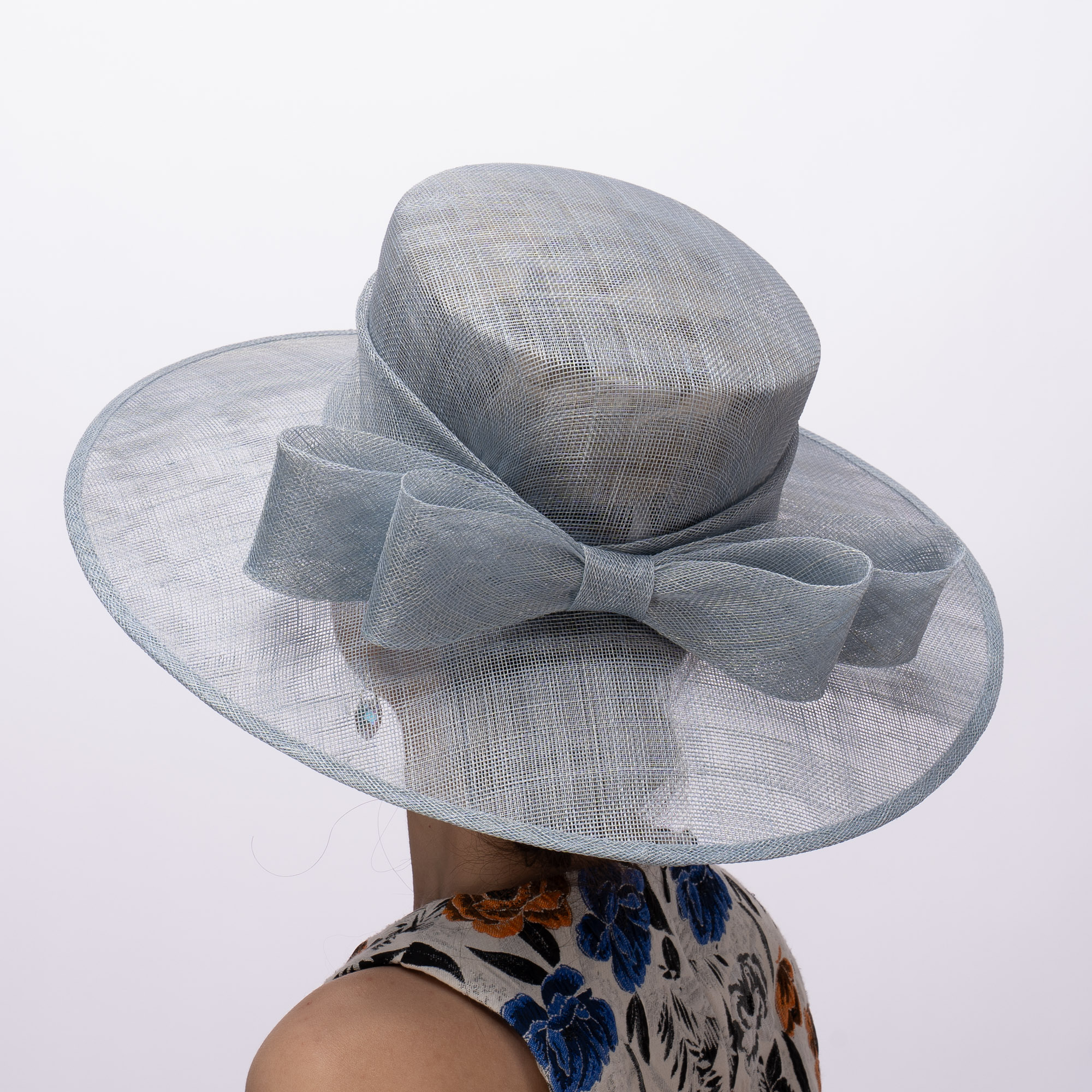 Gray Bow Accented Dressy Hat Classic Edwardian Hat for any Event including Tea Parties  main image 2