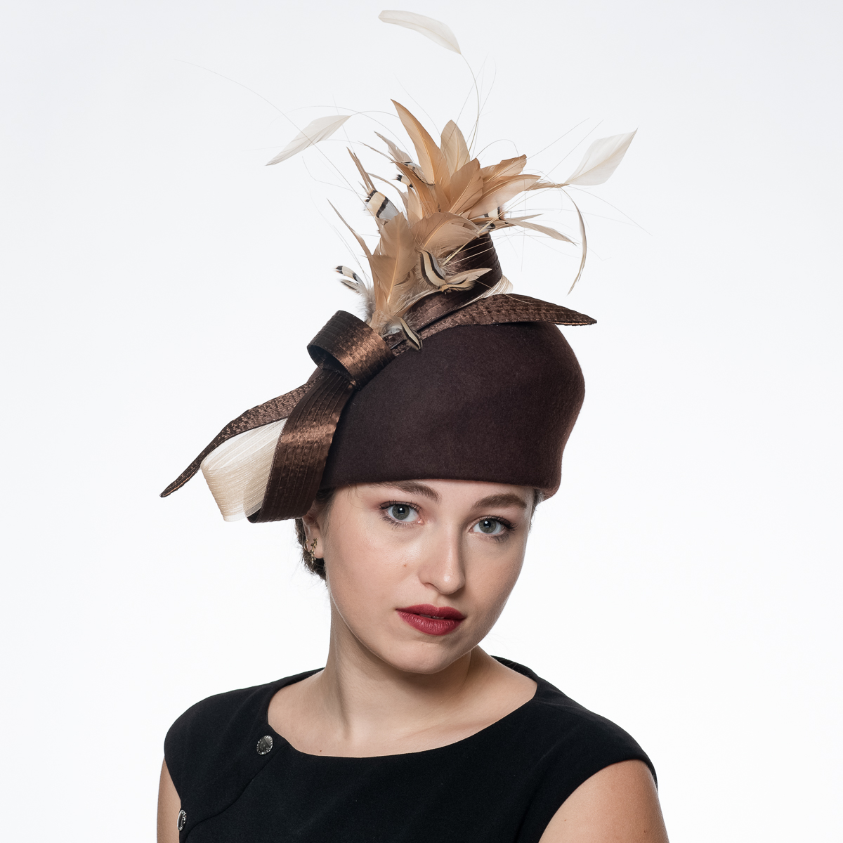 Pillbox Wool Felt Hats With Satin Feather Bow - Sun Yorkos | KaKyco ...