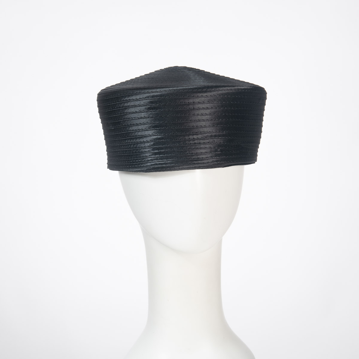Black Satin Braid Pillbox Hats-805102 