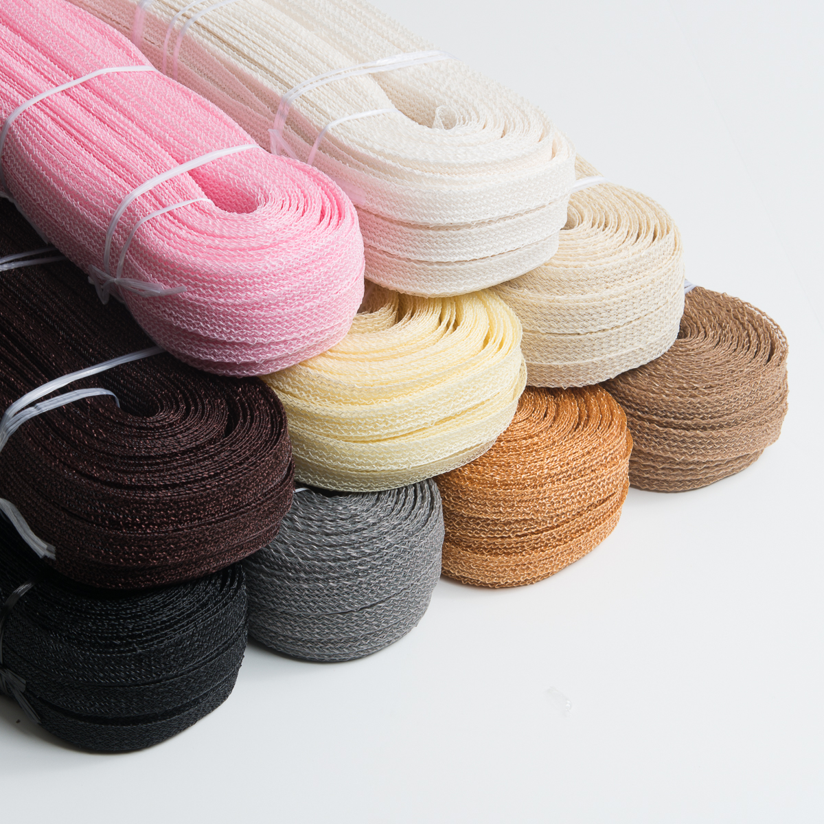 AD124NPC 14 15 mm Open Weave Polyester Viscose Straw Braid; 144YD