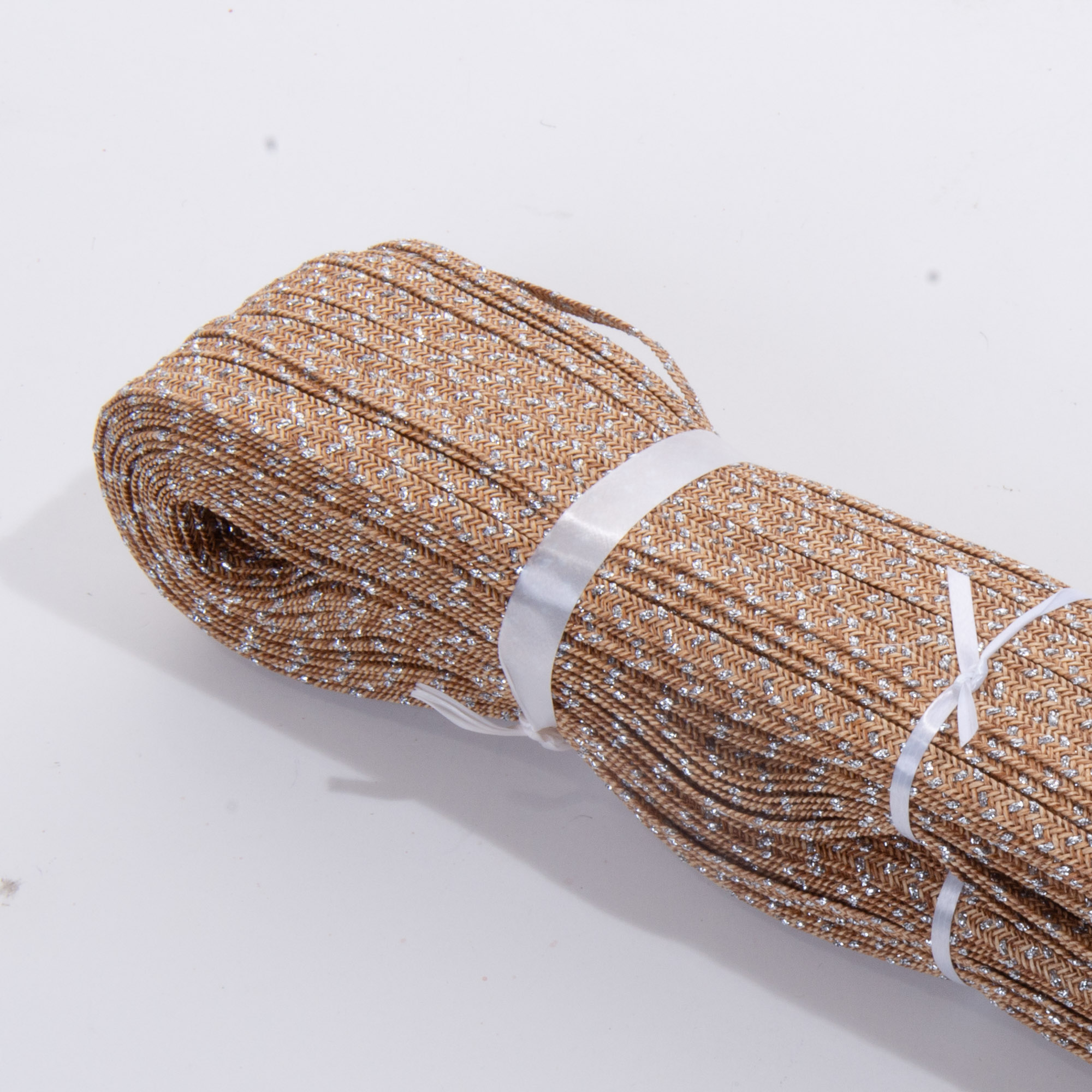 tobacco straw AD166-C.29-PC Tobacco / Silver Metallic Blend Toyo Paper Straw Braid