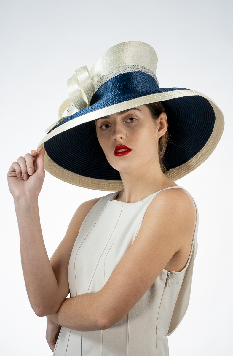 ivory-navy-satin-flat-crown-wide-brim-hats-sun-yorkos-kakyco