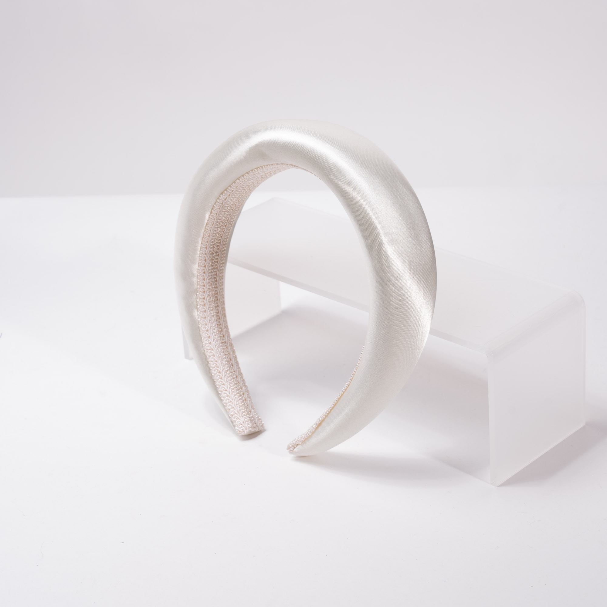 SATIN HAIR BAND BROAD OFF WHITE