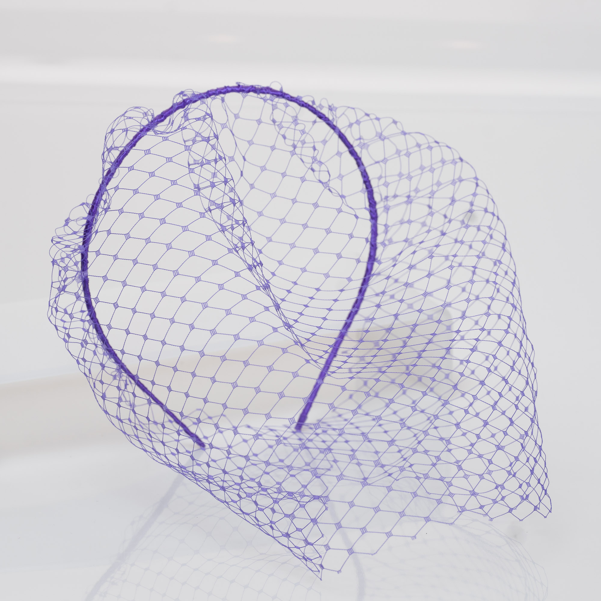 Satin Birdcage Veil - Flat Headband Birdcage Veil Headband with Pearls, Satin Headband Veil  main image 4