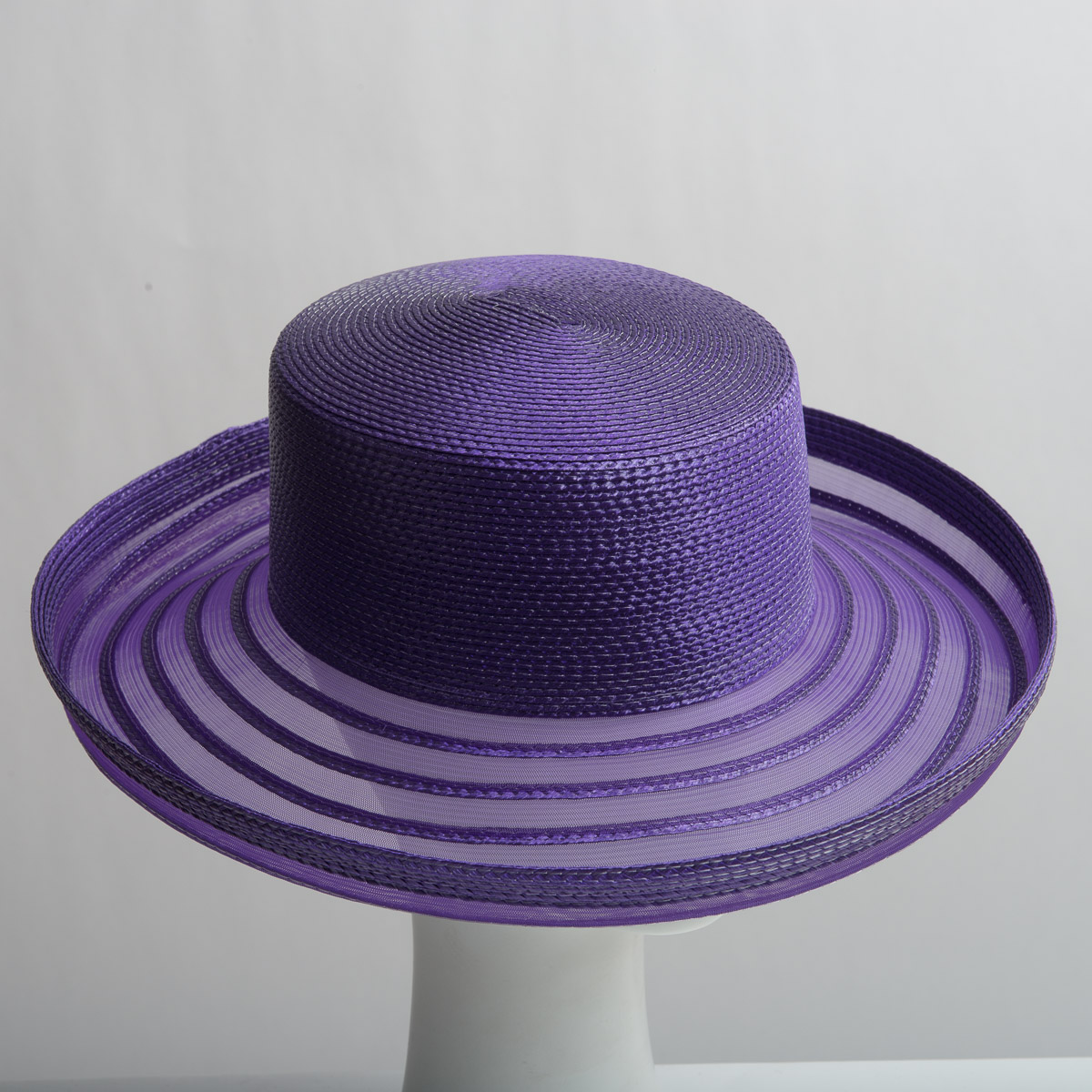 Purple Poly Braid W Crin Medium Brim Blocked Untrimmed Hat Base