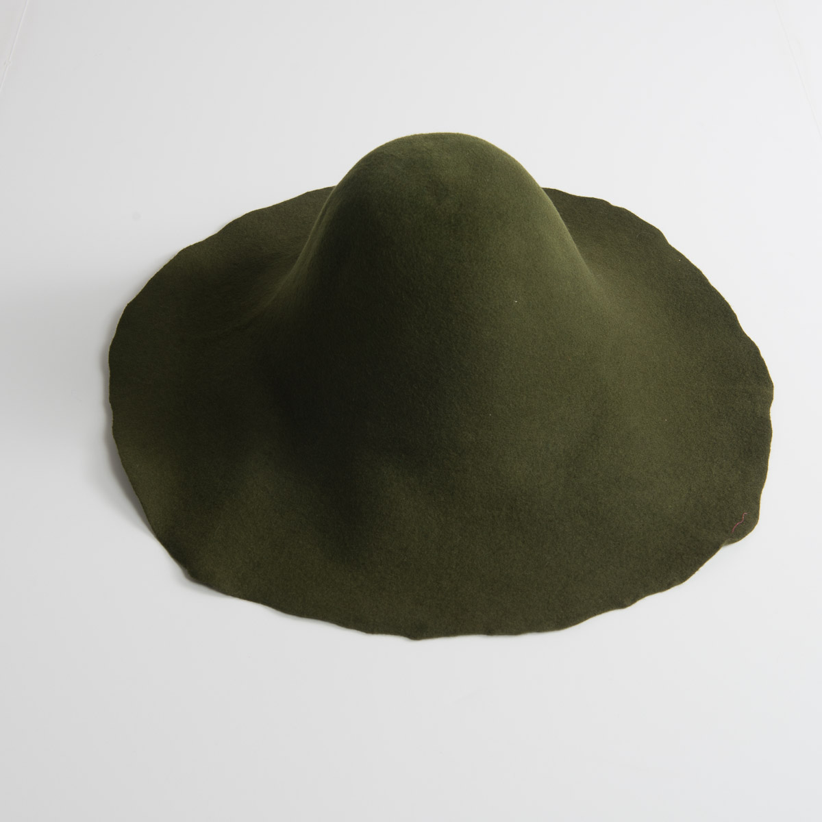 4 inches Brim Un-Blocked Olive Felt Hat 