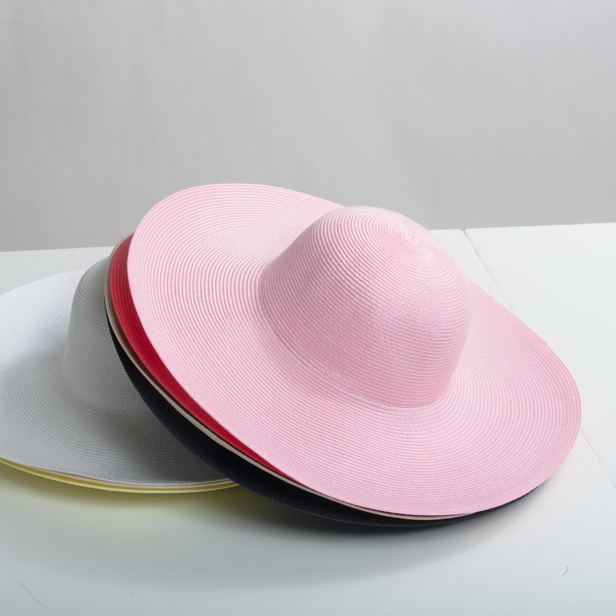 Polypropylene Straw Wide Brim Plain Hats-HR23-5A-Sun Yorkos 
