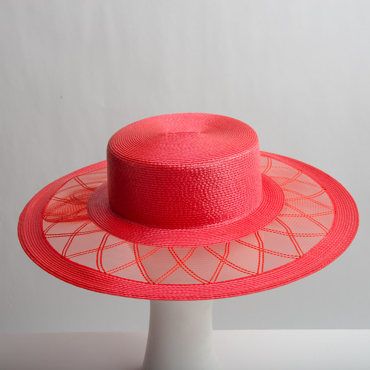 Red Poly Braid W Crin Wide Brim Plain Hats-LS0179R-0A-10- Sun Yorkos