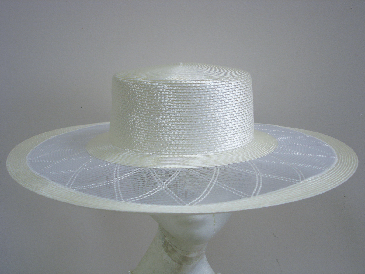 Ivory Poly Braid W Crin Wide Brim Plain 