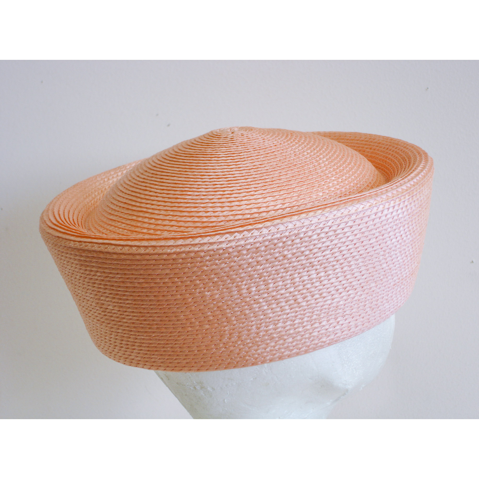 Peach Pillbox Plain Hats-UW01R-0-17 