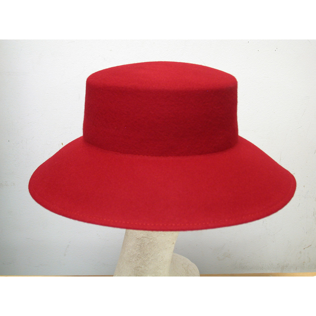 Red Lampshade Flat Top Felt Plain Hats 