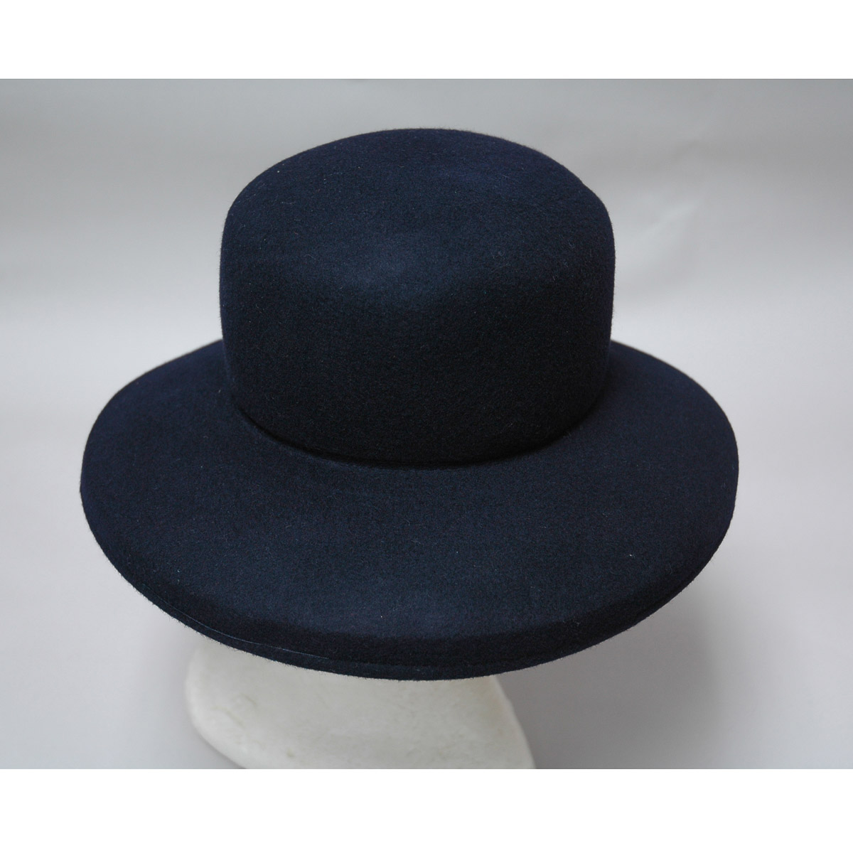 Navy Down Kettle Brim Round Crown Felt Plain Hats-W0112-NAVY