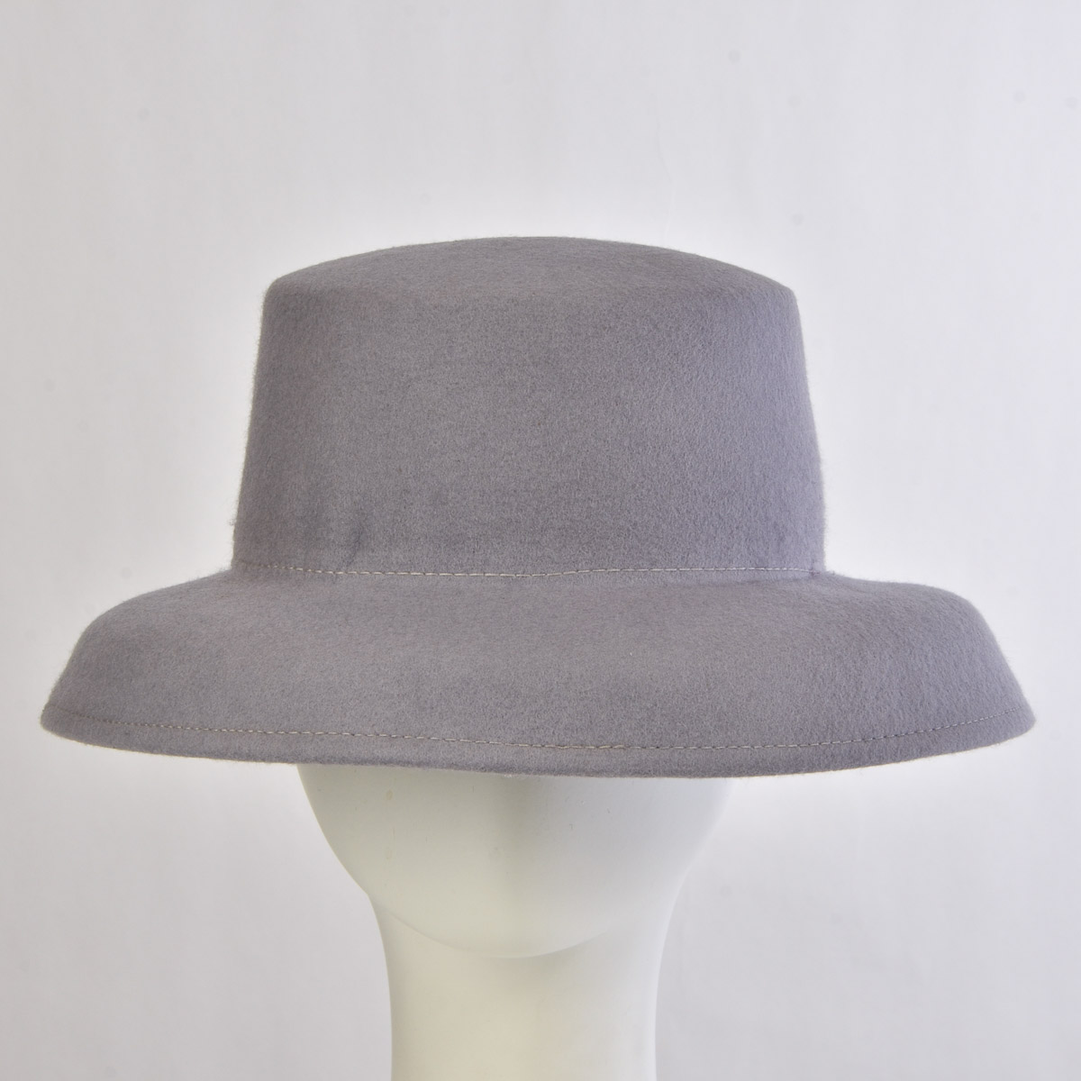 Silver Down Kettle Brim Dome Shape Felt Plain Hats-W0125 