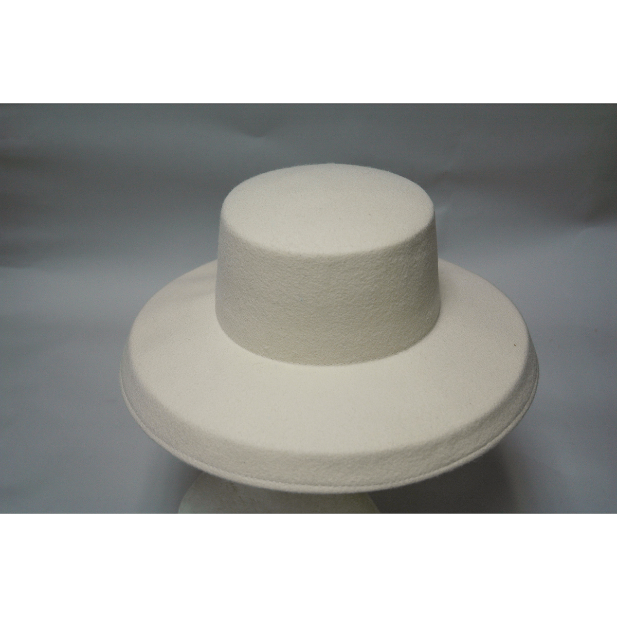 Ivory Down Kettle Brim Flat Top Felt Plain Hats-W0134-IVORY Ivory Down Kettle Brim Flat Top Felt Plain Hats-W0134-IVORY