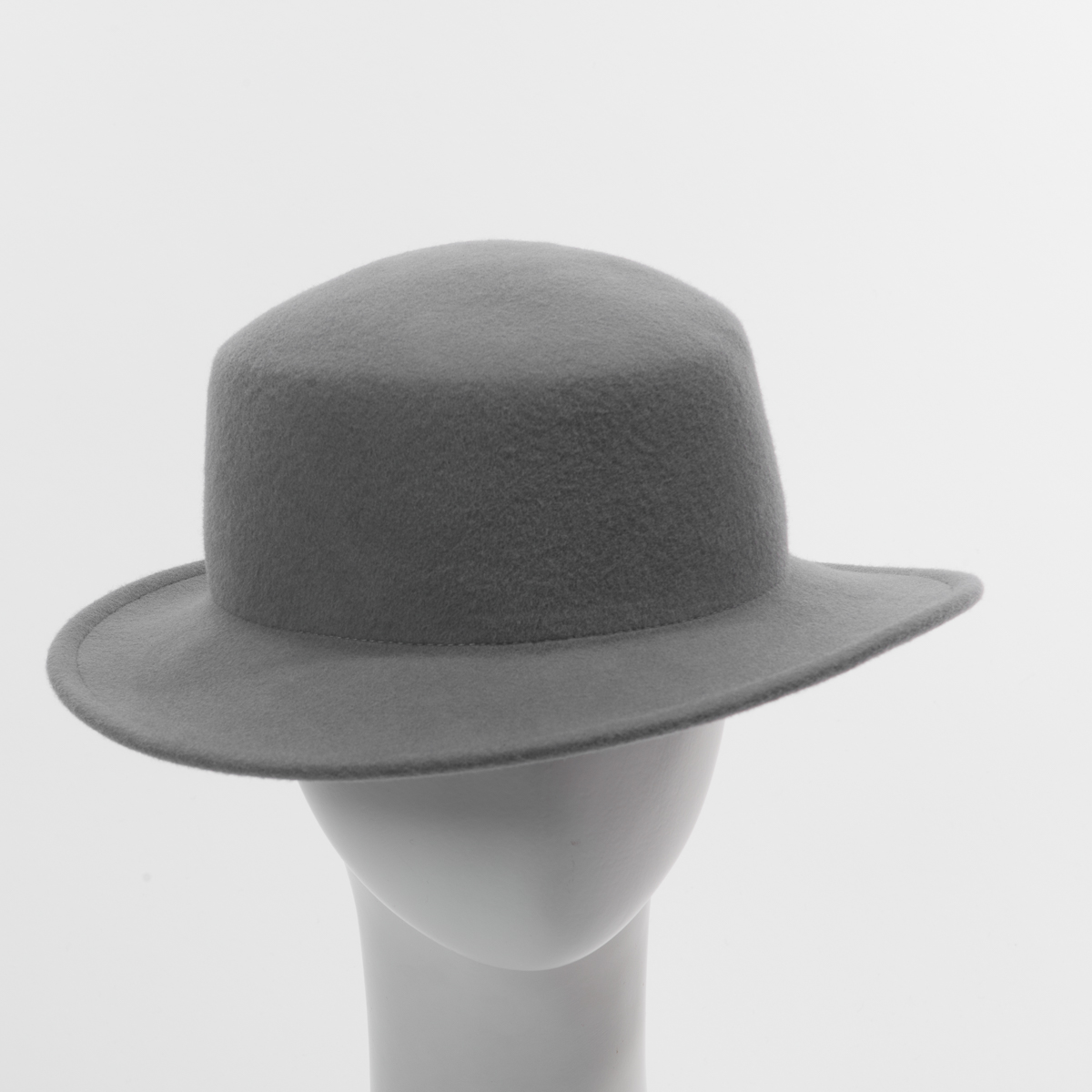 Grey Small Brim Boater Felt Plain Hats-W0164A-GREY- Sun Yorkos Zoria