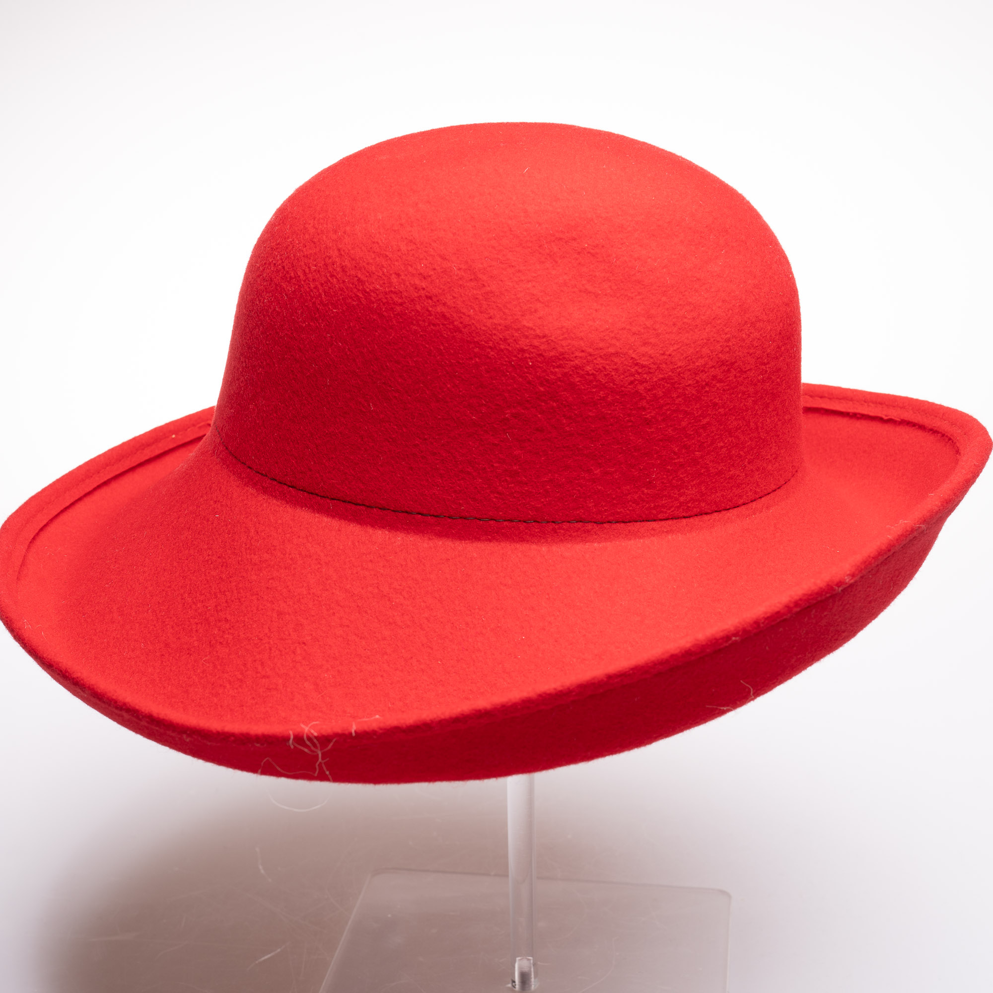 Red Round Crown Roll Up Wool Felt Plain 