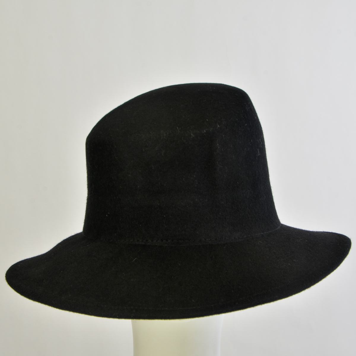 Black Slant Tall Crown Felt Plain Hats-W6007A-BLACK- Sun Yorkos