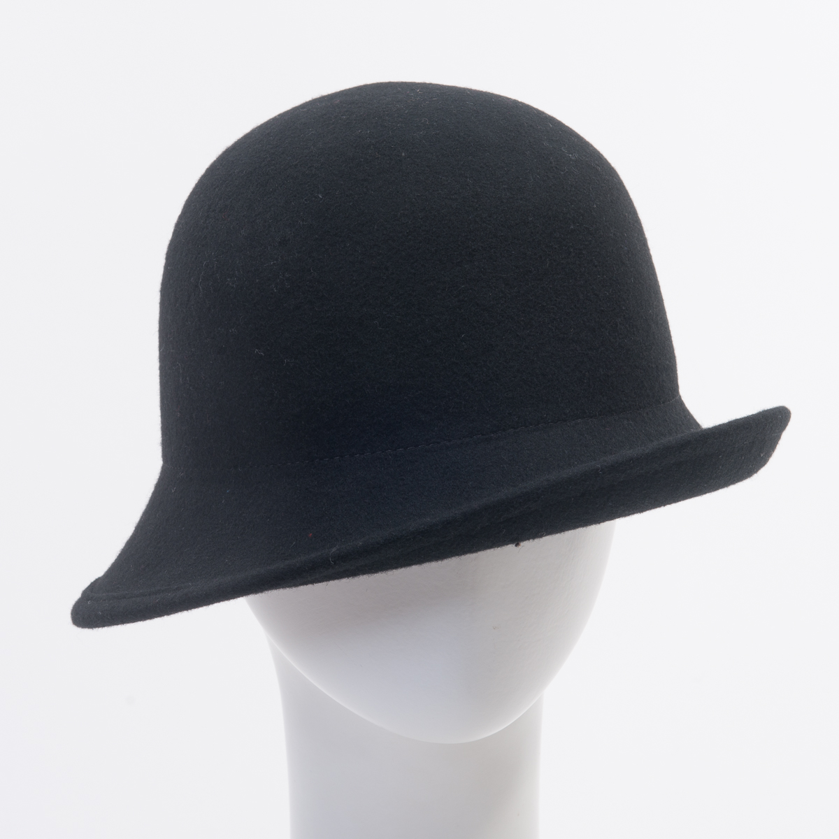 BLACK Off Face Cloche Felt Plain Hats 