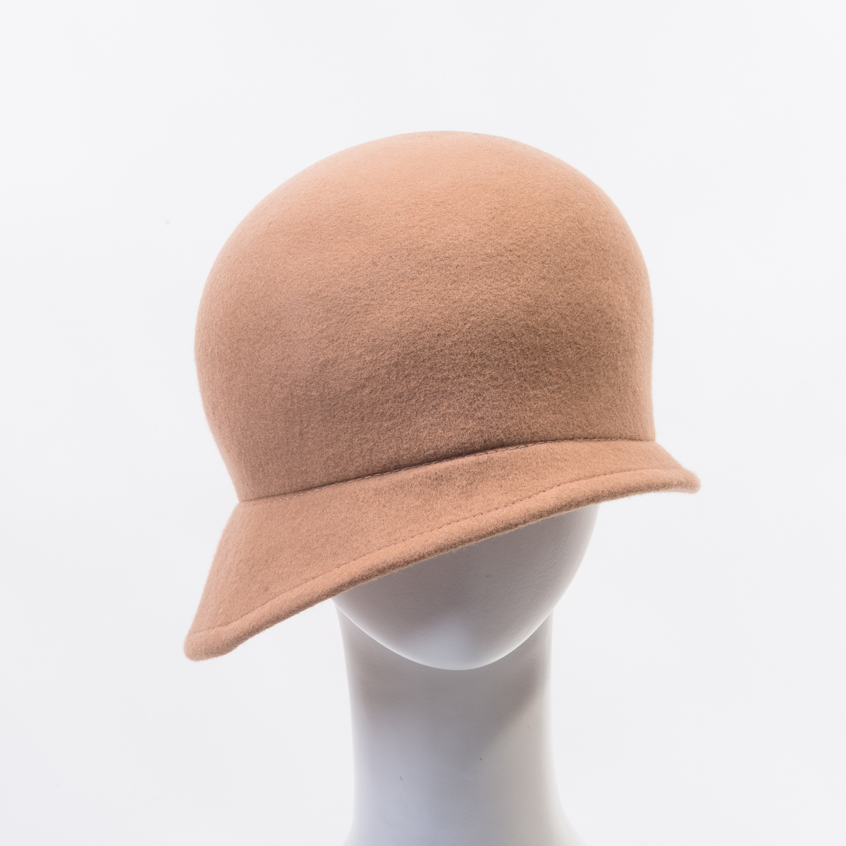 Camel Wool Felt Bubble Plain Hats-W7006 