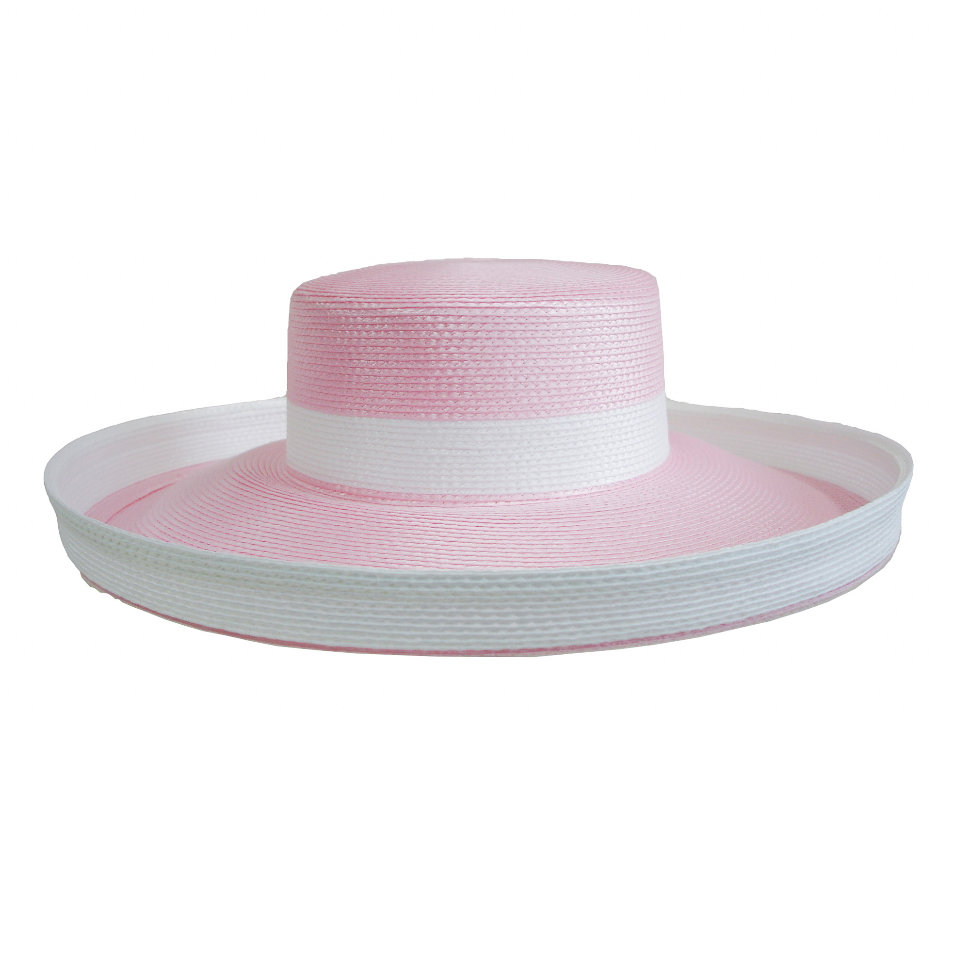 Light Pink - White Polypropylene Straw Medium Brim Plain Light Pink - White Polypropylene Straw Medium Brim Plain