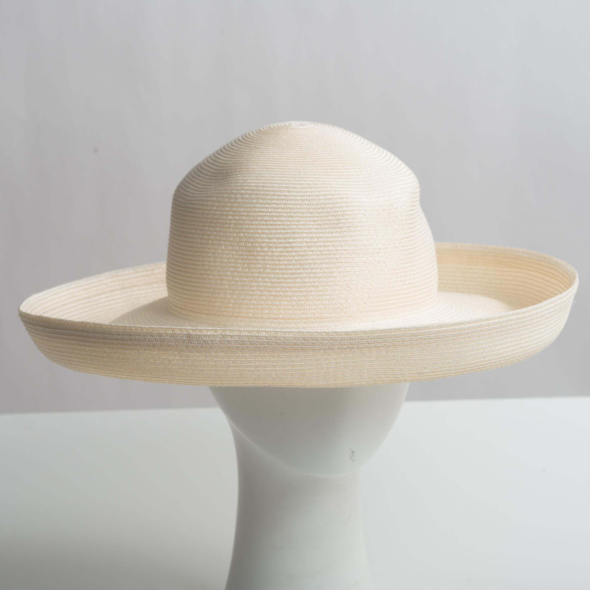 Ivory Polypropylene Straw Medium Brim Plain Hats-WV23R-0N-25  display picture 1