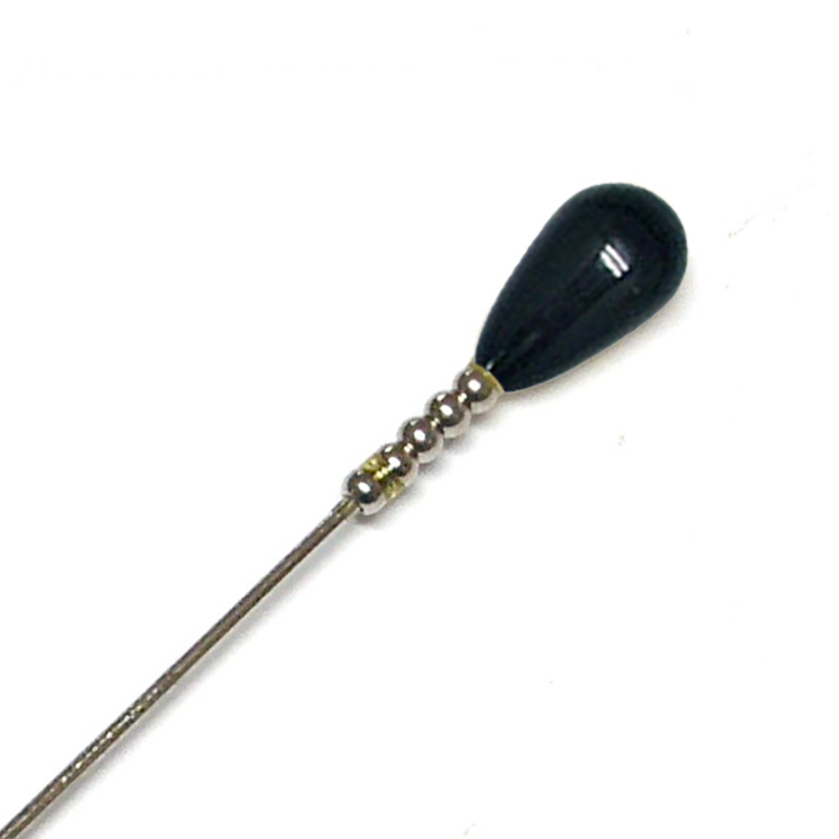 5 Black Small Teardrop Beads Vintage Hat Pin
